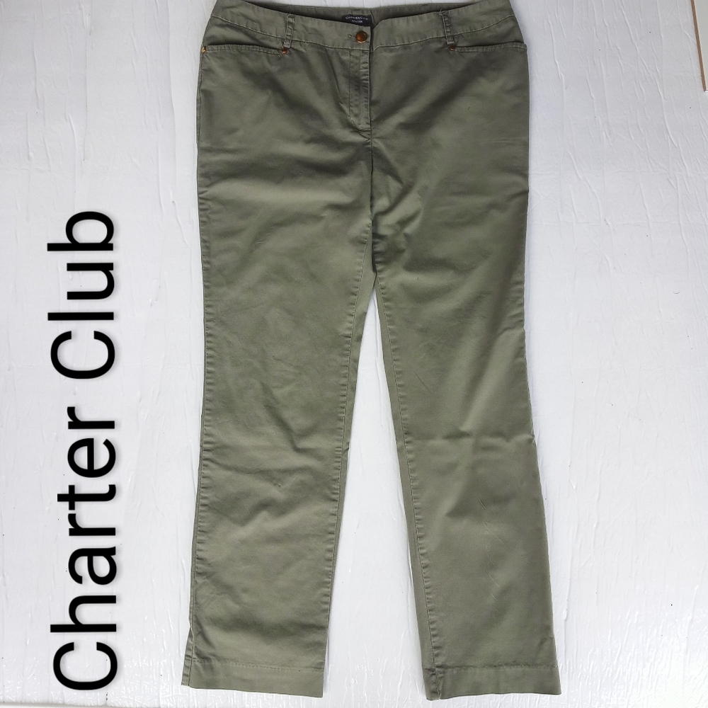 Charter Club Modern Khaki Olive Straight-leg Pant